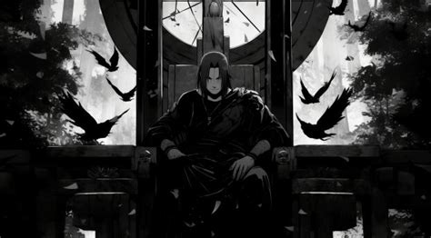 1360x768 Resolution Itachi Uchiha Manga Sitting on a Throne Desktop ...