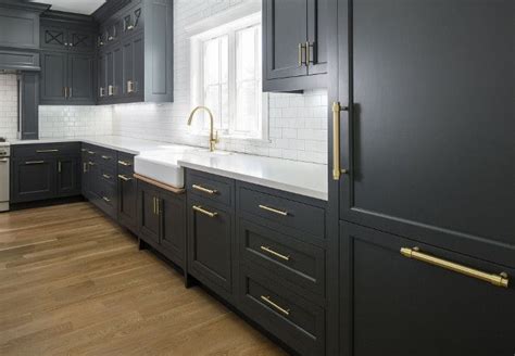 Charcoal Gray Cabinets with Brass Hardware. Charcoal Gray Cabinets with Brass Hardware Idea ...