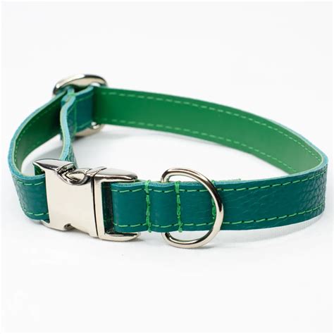 Forest Green Leather Dog Collar - Petiquette Collars