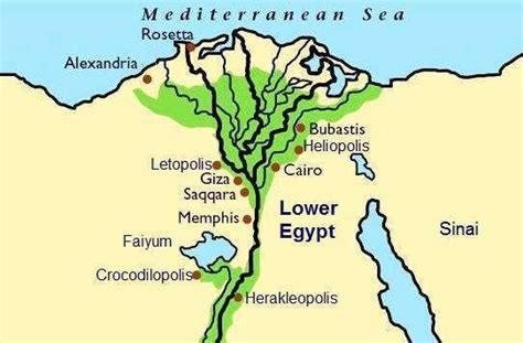 The following map of Lower Egypt shows the location of some of the ...