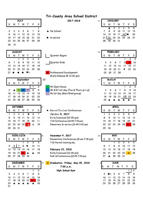 Tri-County Area School District Calendars – Plainfield, WI