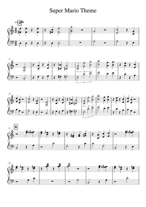 Super Mario Theme sheet music for Piano download free in PDF or MIDI ...