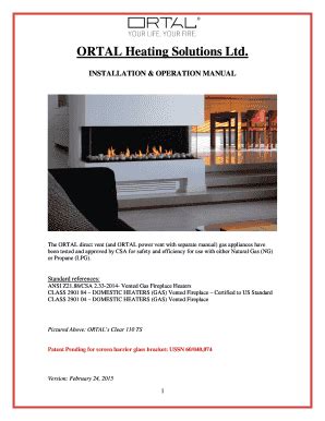 Fillable Online Installation Manual - Ortal fireplace Fax Email Print - pdfFiller