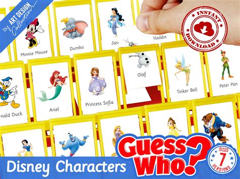 Guess Who DISNEY Characters Insert Cards Montessori cards | Etsy