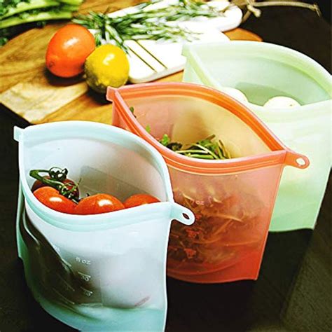 Reusable Silicone Food Storage Bags, Airtight Seal Preservation Bags ...