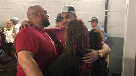 Jalen Hurts gets emotional with family after SEC Championship game ...