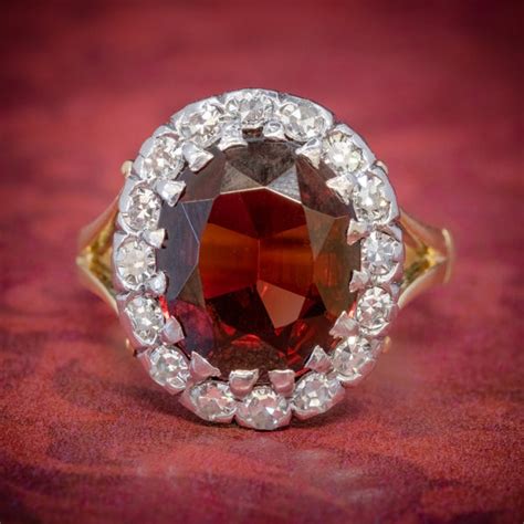 VINTAGE GARNET CLUSTER RING 18CT GOLD 5CT GARNET – Antique Jewellery Online