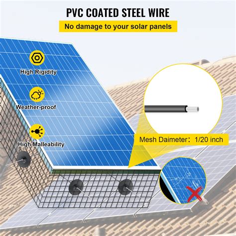 VEVOR Solar Panel Bird Wire, 8inch x 98ft Critter Guard Roll Kit, Solar Panel Guard w/ 50pcs Tie ...