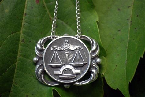 Libra Necklace Astrological Zodiac Sign Medallion Pendant Sterling ...