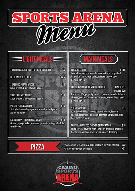 Casino Sports Arena Food Menu - Updated 150720 by The Reef Hotel ...