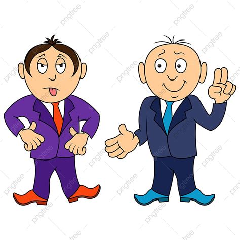 Situation Clipart PNG Images, Colored Illustration Of Two Amusing Gentlemen In Suits In Various ...