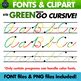 Color Tracing CURSIVE Font - Letter Formation - KTD Green Means Go Font/Clipart