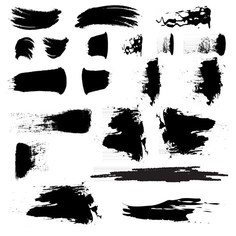 Different strokes of black paint on a white background - Vector 3053177 ...