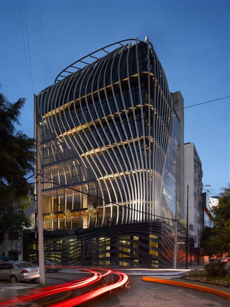 Aluminium strips curve through Mexico City building by Belzberg Architects Modern Architecture ...