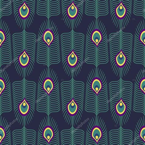 Seamless abstract pattern with peacock feather and bird fluff on dark blue background. Stock ...