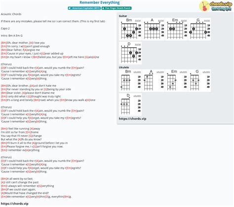 Chord: Remember Everything - tab, song lyric, sheet, guitar, ukulele ...