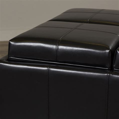 House of Hampton Dandridge Leather Tray Storage Ottoman & Reviews | Wayfair