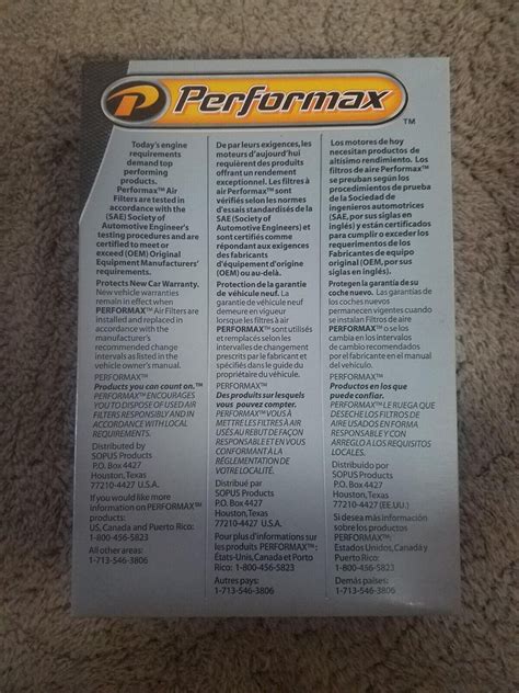 Performax PA-237 Air Filter - Replacement for Fram CA8755A or Fram ...