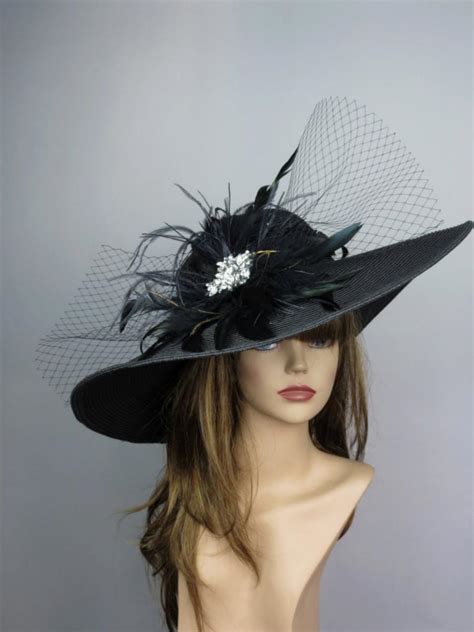 Black Church Wedding Hat Head Piece Kentucky Derby Hat Black Bridal ...