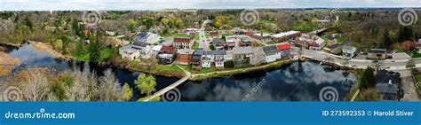 Aerial Panorama View of Ayr, Ontario, Canada in Early Spring Stock ...