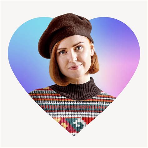 Artsy woman, heart badge clipart | Free Photo - rawpixel