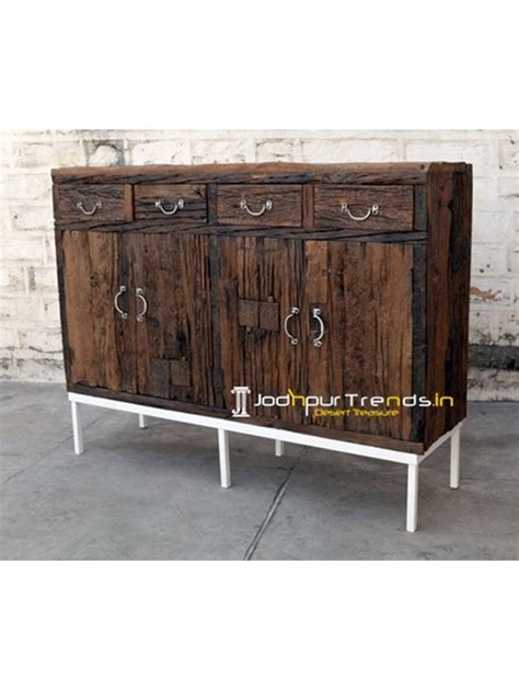 Indian Railway Sleeper Wood Sideboard Furniture from Jodhpur India