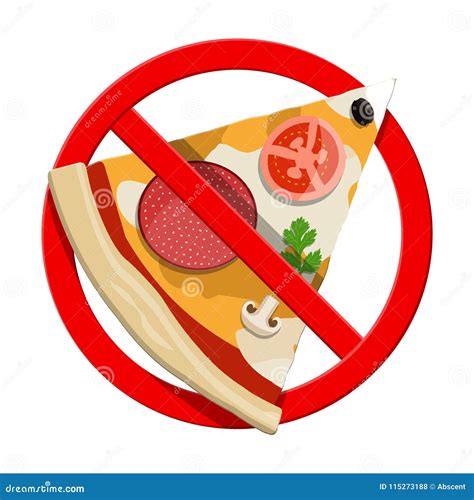 No Fast Food Allowed. Ban Pizza Symbol Stock Vector - Illustration of ...