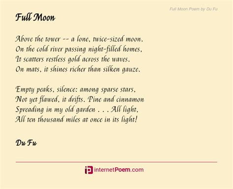 Full Moon Poem by Du Fu