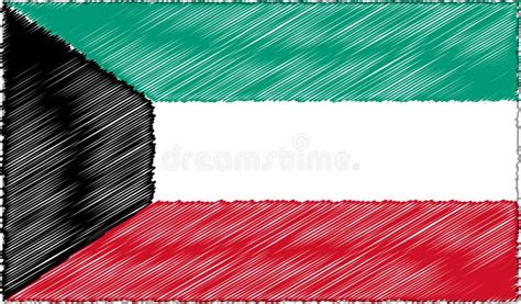 Vector Illustration of Sketch Style Kuwait Flag Stock Vector ...