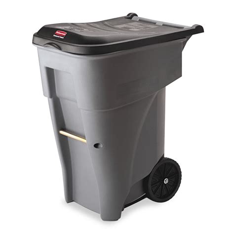 Rubbermaid Commercial Brute Rollout Heavy-Duty Waste Container, Square, Polyethylene, 65 gal ...