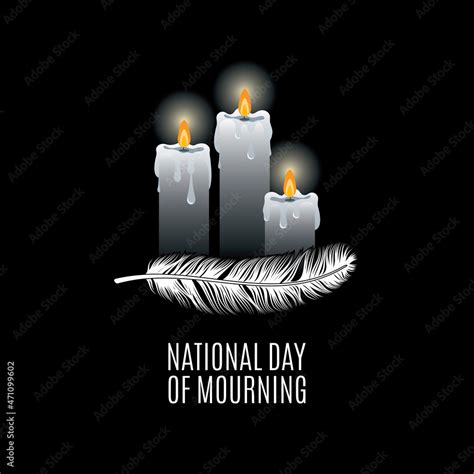 National Day of Mourning vector. Burning mourning candles with one ...