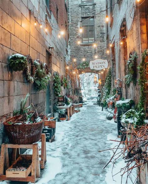 Snowy alley in Montreal, Canada. Montreal, Canada is a winter ...