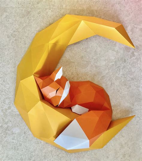 Buy Fox Papercraft,Paper Sculpture Kit,Origami Fox,3D Paper Craft Kit,DIY Paper Craft Templates ...