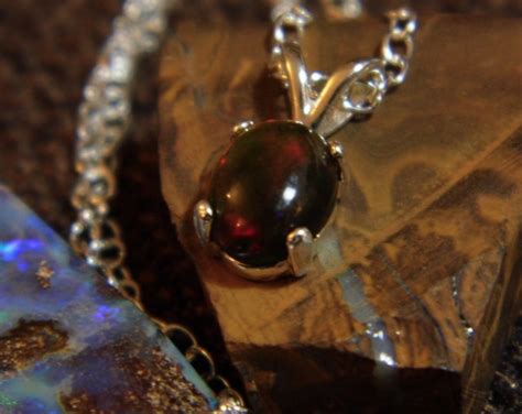 Ethiopian Black Opal Pendant Necklace Sterling Silver Smoked Opal Welo - Etsy