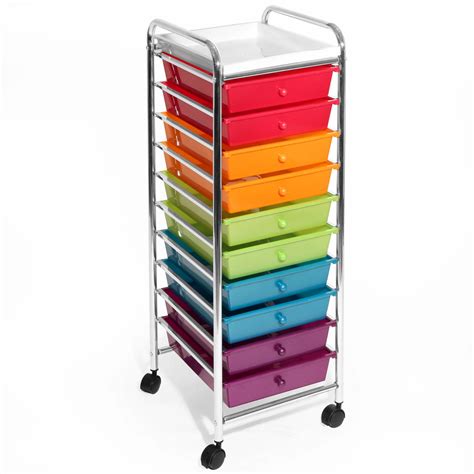 10-Drawer Organizer Cart w/ Wheels, Pearl Multi-Color by Seville Classics - Walmart.com ...