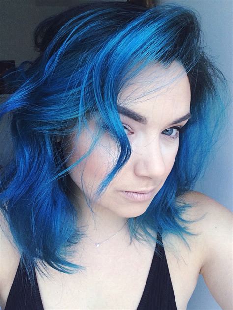 Beautiful electric blue pravana color with dark roots | Hair styles, Hair color blue, Blue hair