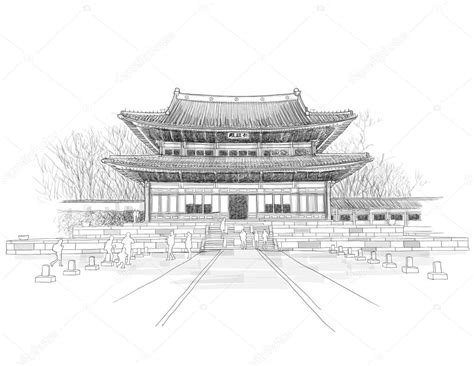 Sketching of Korean Traditional Palace Stock Vector by ©yienkeat 49580119