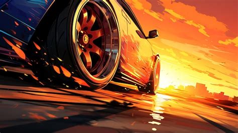 Premium AI Image | illustration Close up macro wheel Sport Car on race ...