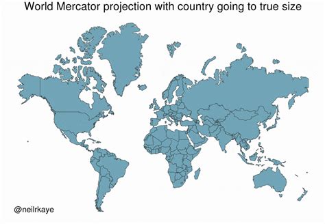 Map Projections: Mercator Vs The True Size of Each Country | Accurate world map, World map, Map