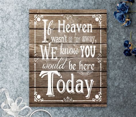 If Heaven wasn't so far away Printable Wedding Memorial