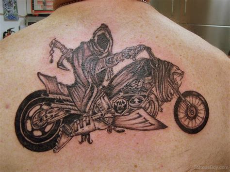 Cool Biker Tattoo On Back | Tattoo Designs, Tattoo Pictures