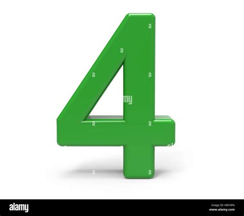 3d rendering green number 4 isolated white background Stock Photo - Alamy