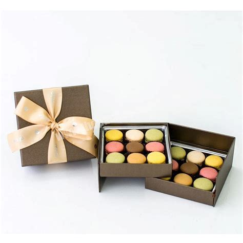 High quality eco recycle macaron box wholesale cookie packaging for macarons package box custom ...