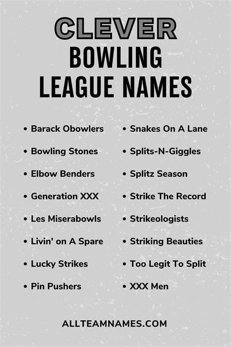 Clever Bowling League Names | Bowling team names, Bowling team, Best ...