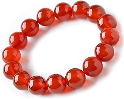 Natural 10mm Red Carnelian Bracelet Birthstone Bead Beaded Balance Stretch Handmade Bangle ...