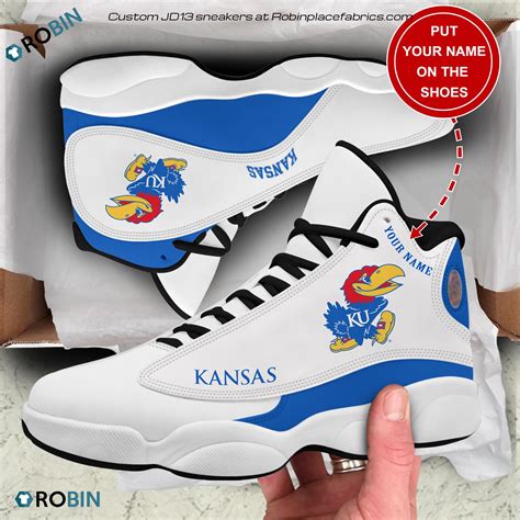 Personalized Kansas Jayhawks Football Air JD13 Shoes - RobinPlaceFabrics