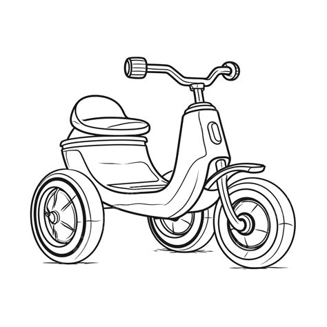 Little Trike Coloring Page Outline Sketch Drawing Vector, Tricycle Drawing, Tricycle Outline ...