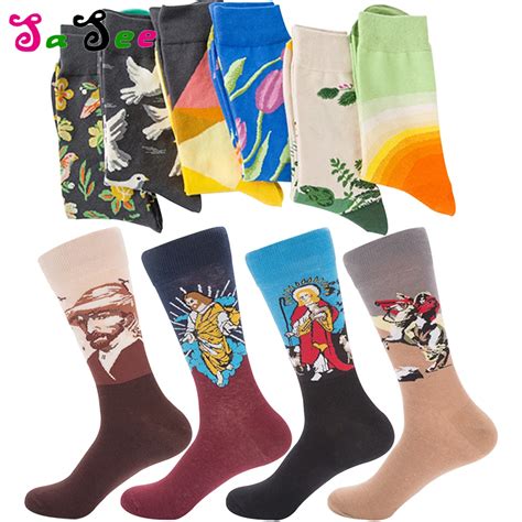 Fashion Unisex Dress Sock Colorful Wedding Novelty Sea Animal Patterned Socks Men Art Printed ...