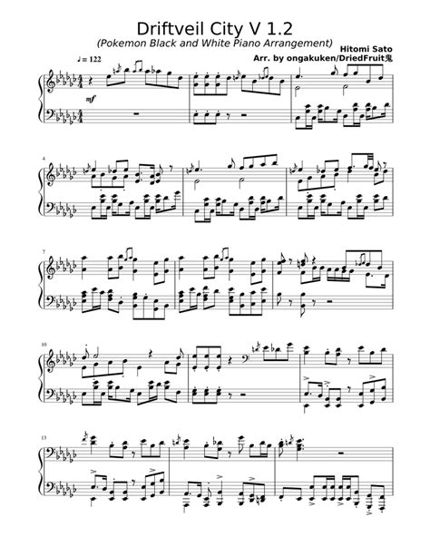 Driftveil City (Pokemon Black and White) Piano Arrangement Sheet music for Piano (Solo ...