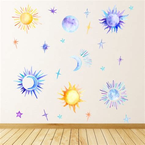 Sun Moon & Stars Wall Sticker Set